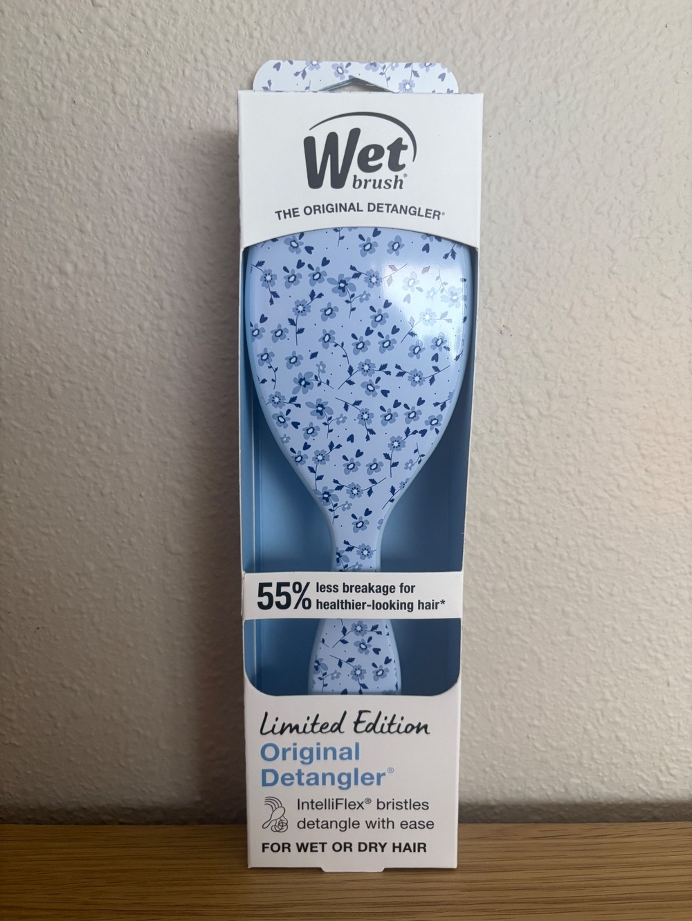 Wet Brush Original Detangler Limited Edition Blue Floral Hair Brush New